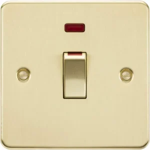 45A DP Switch with Neon (1G Size) - Brushed Brass