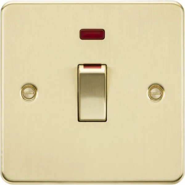 45A DP Switch with Neon (1G Size) - Brushed Brass