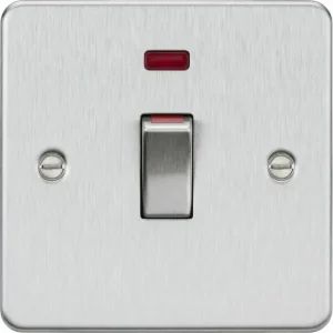 45A DP Switch with Neon (1G Size) - Brushed Chrome