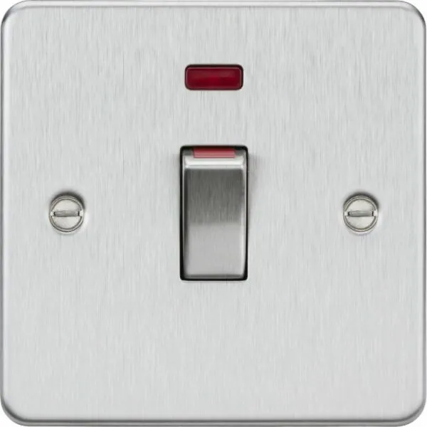 45A DP Switch with Neon (1G Size) - Brushed Chrome