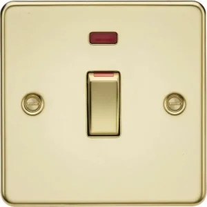 45A DP Switch with Neon (1G Size) - Polished Brass