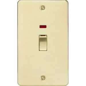 45A DP Switch with Neon (2G Size) - Brushed Brass