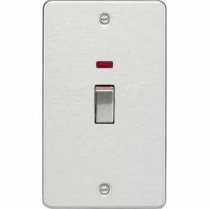 45A DP Switch with Neon (2G Size) - Brushed Chrome