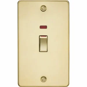 45A DP Switch with Neon (2G Size) - Polished Brass