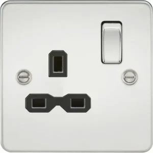 FPR7000PC 13A 1G DP Switched Socket - Polished Chrome with Black Insert
