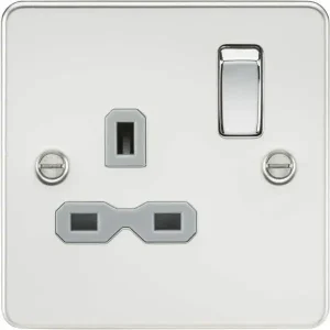 FPR7000PCG 13A 1G DP Switched Socket - Polished Chrome with Grey Insert