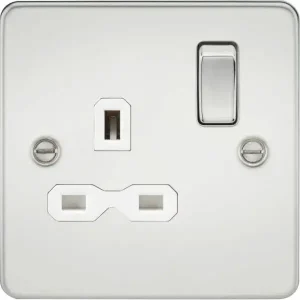 FPR7000PCW 13A 1G DP Switched Socket - Polished Chrome with White Insert