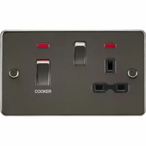 45A DP Switch & 13A Socket with Neons - Gunmetal with Black Insert