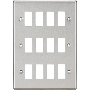 12G Grid Faceplate - Rounded Edge Brushed Chrome