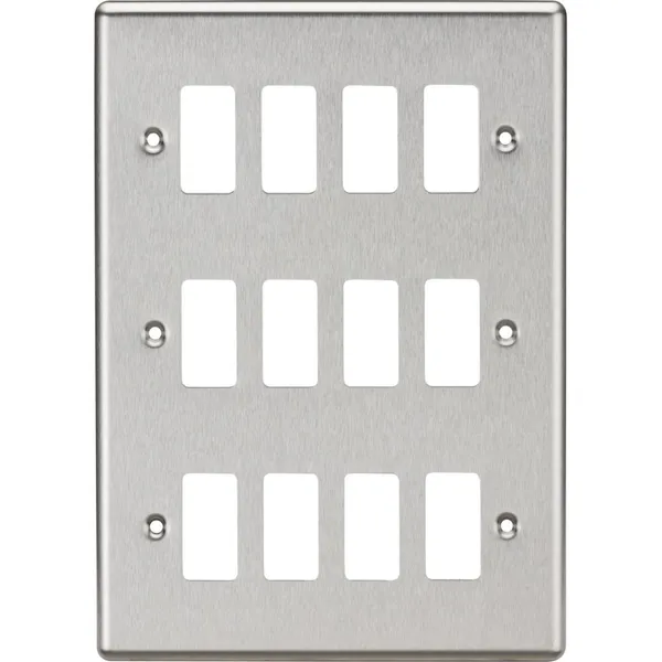 12G Grid Faceplate - Rounded Edge Brushed Chrome