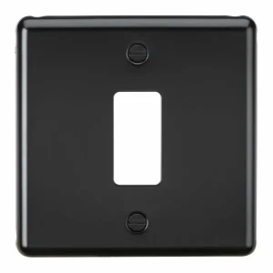 Knightsbridge 1G Grid Faceplate - Matt Black