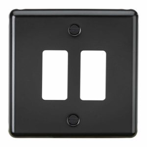 Knightsbridge 2G Grid Faceplate - Matt Black
