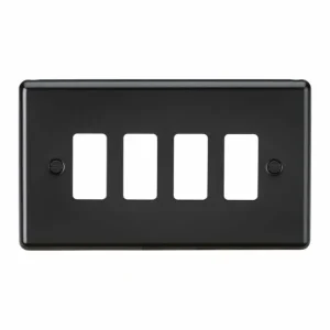 Knightsbridge 4G Grid Faceplate - Matt Black