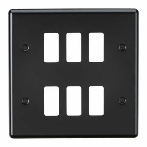 Knightsbridge 6G Grid Faceplate - Matt Black