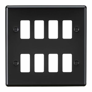Knightsbridge 8G Grid Faceplate - Matt Black