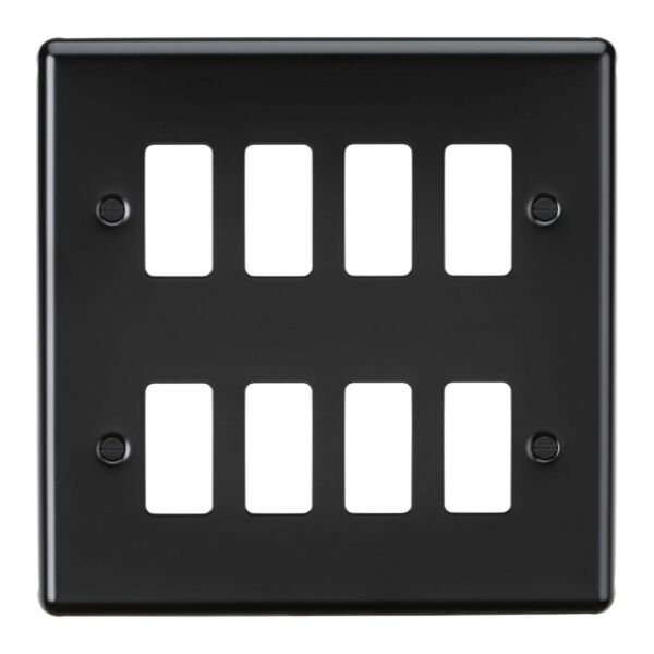 Knightsbridge 8G Grid Faceplate - Matt Black