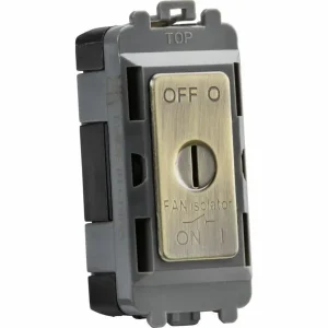 10A Fan Isolator Key Switch Module - Antique Brass