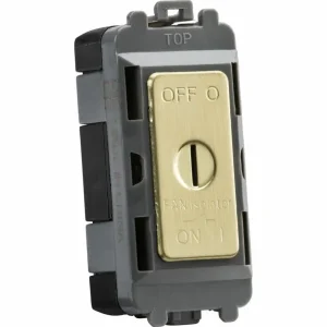 10A Fan Isolator Key Switch Module - Brushed Brass