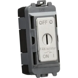 10A Fan Isolator Key Switch Module - Brushed Chrome