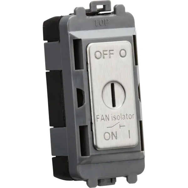 10A Fan Isolator Key Switch Module - Brushed Chrome