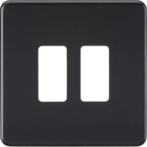 Screwless 2G Grid Faceplate - Matt Black