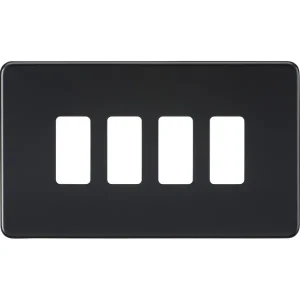 Screwless 4G Grid Faceplate - Matt Black