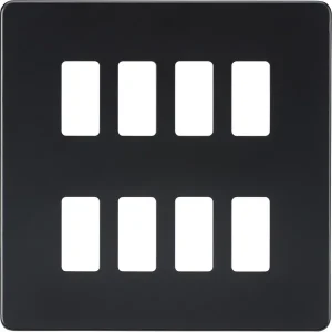 Screwless 8G Grid Faceplate - Matt Black