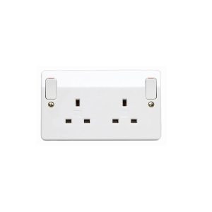 MK K2746CEWHI 2 Gang 13 Amp Double Pole Double Socket with Out Rockers in White