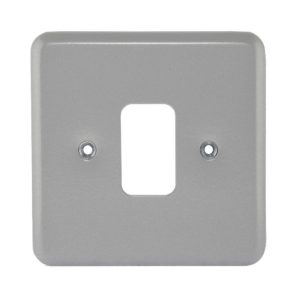 MK K3491ALM 1 Gang 1 Euro Module Metal Clad Frontplate, Aluminium Datacom Cover Plate