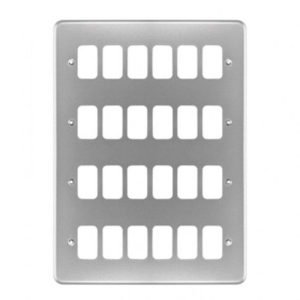 MK K3514ALM 24 Gang Metal Clad Front Plate for MK Grid Plus Grey, 24 Gang Front Cover Plate Metal Clad