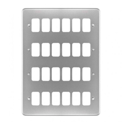MK K3514ALM 24 Gang Metal Clad Front Plate for MK Grid Plus Grey, 24 Gang Front Cover Plate Metal Clad