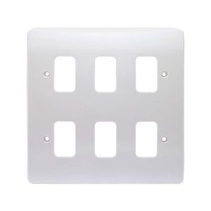MK K3636WHI 6 Gang Grid Front Plate 146mm x 146mm White Moulded MK Logic Plus
