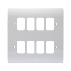 MK K3638WHI 8 Gang Grid Front Plate 146mm x 146mm White Moulded MK Logic Plus