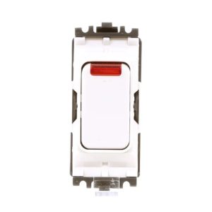 MK K4896NWHI 20A Double Pole 1 Way Grid Module Switch with Neon Indicator (Grid Plus White)