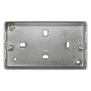 MK K8892ALM 2 Gang 38mm Surface Metal clad Box for 3 or 4 Grid Modules 8