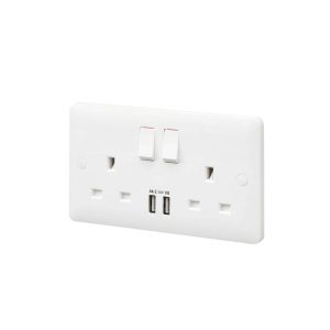 MK MB24344WHI 13A Socket Outlet with USB Port-Double Pole