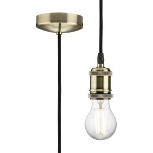 8271LAB 1.8m E27 Vintage Pendant Set - Antique Brass