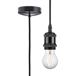 8271LMB 1.8m E27 Vintage Pendant Set - Matt Black
