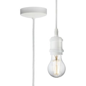 8271LMW 1.8m E27 Vintage Pendant Set - Matt White