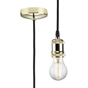 8271LPB 1.8m E27 Vintage Pendant Set - Polished Brass
