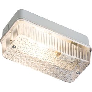 BH22BC 230V IP65 100W (BC) B22 Bulkhead with Clear Prismatic Diffuser and Aluminium Base