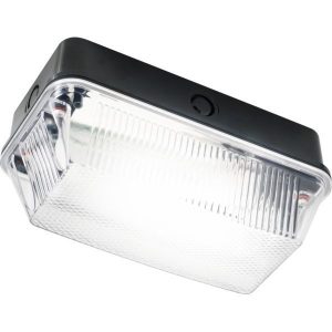 BH22PB 230V IP65 60W B22 Bulkhead with Clear Prismatic Diffuser and Black Plastic Base