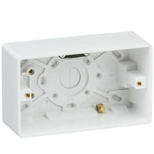 CU1600 Double 47mm Pattress Box with Earth Terminal and Cable Strain Relief