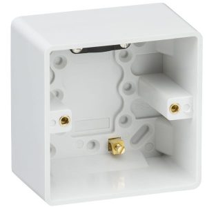 CU1610 Single 47mm Pattress Box with Earth Terminal and Cable Strain Relief