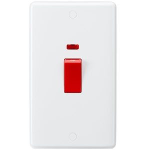 CU8332N 45A DP Switch with Neon (2G size) - Red Rocker