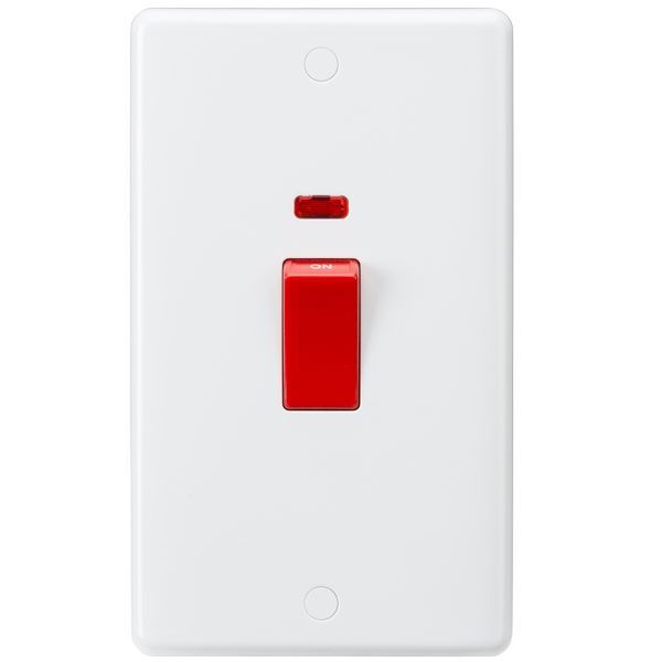 CU8332N 45A DP Switch with Neon (2G size) - Red Rocker