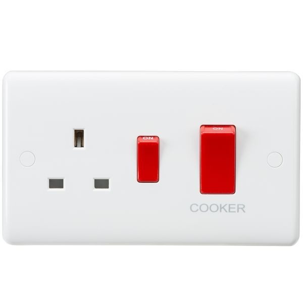 CU8333 45A DP Switch & 13A Socket - Red Rocker