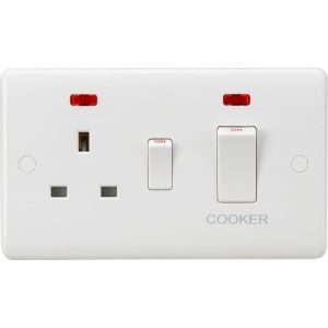 CU8333NW 45A DP Switch & 13A Socket with Neons - White Rocker