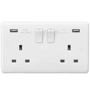 13A 2G SP Switched Socket with Dual USB A+A (5V DC 3.1A shared)
