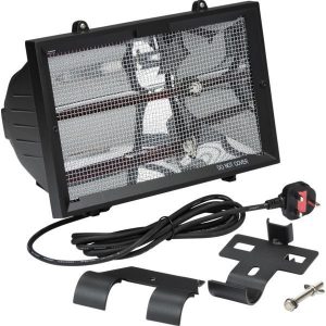 HEOD1309BK 230V IP24 1.3kW Shortwave Infrared Heater – Black